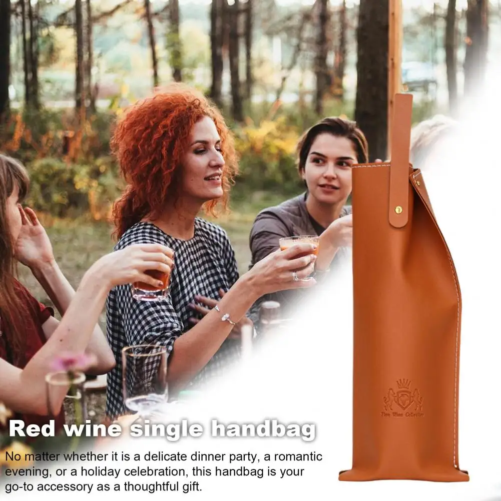 

Versatile Wine Accessory Elegant Wine Bottle Tote Carrier for Home Parties Stylish Champagne Packaging Bag Fake Leather Wine Bag