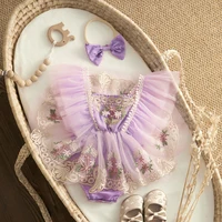 ma&baby 0-24M Princess Newborn Baby Girl Romper Infant Toddler Tulle Floral Embroidery Jumpsuit Overall Birthday Party Clothing 5