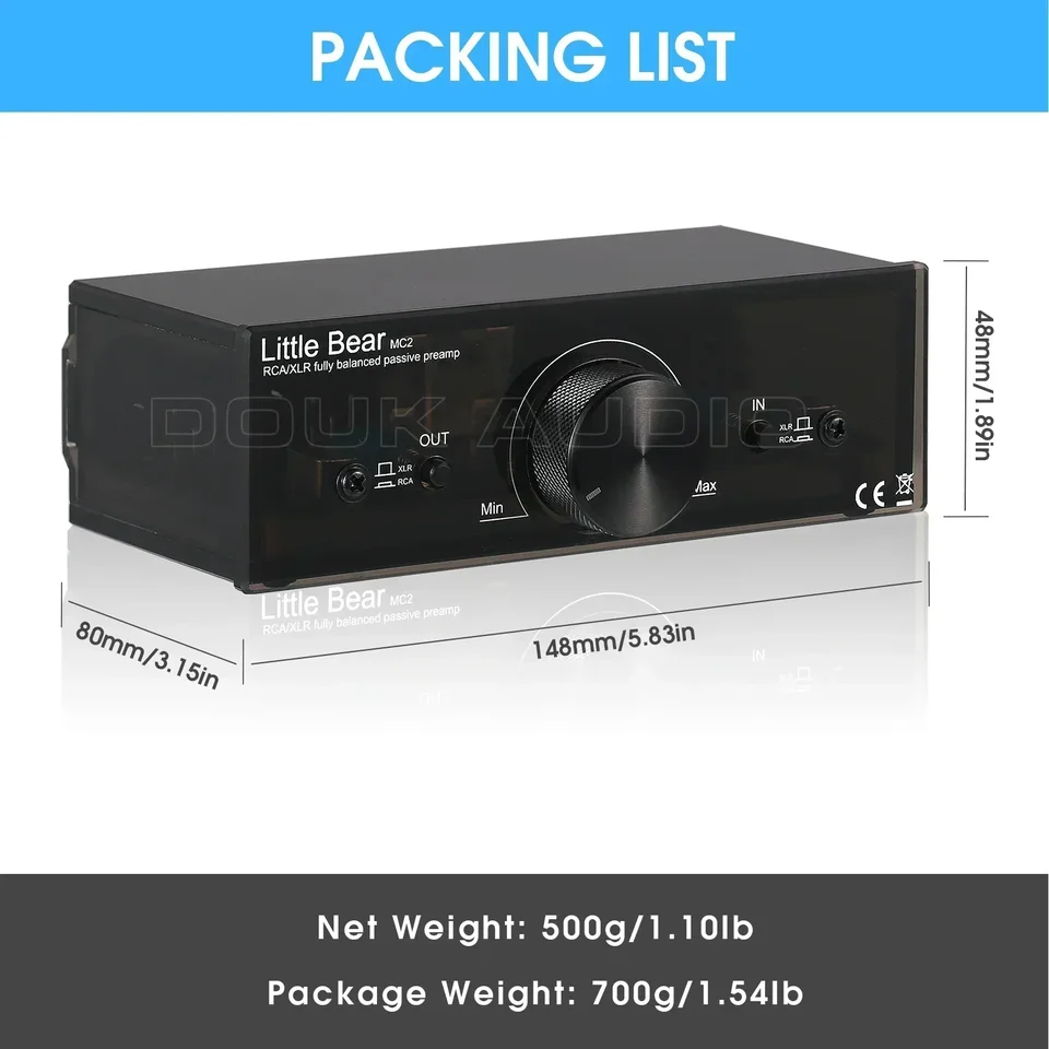 Preamplificatore Passivo Little Bear MC3 - Convertitore XLR/RCA, 3 Ingressi E 3 Uscite