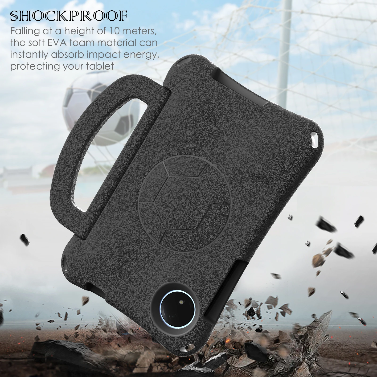 Durable EVA Football-Themed Tablet Stand Case, Rugged Protective Cover