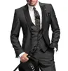 Solid Wedding Men's Suit Slim Fit Peak Lapel Formal Business Groom Tuxedos 3-Piece Jacket +Vest+Pants for Party Prom 3