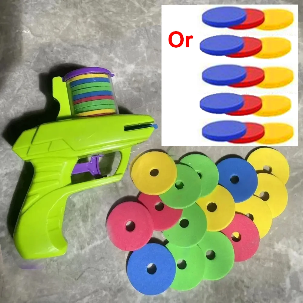 Crianças jogo ao ar livre disco de espuma arma brinquedo disco voador tiro lançador arma dupla pai-filho interativo crianças brinquedo