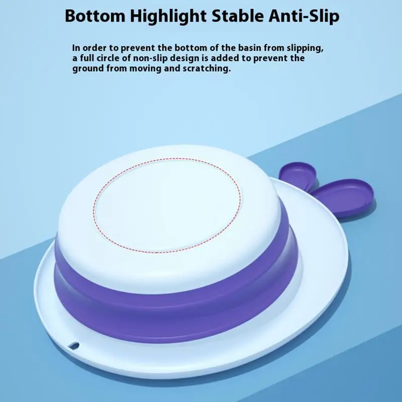 1 PCS Cartoon Silicone Foldable Wash Basin Travel Portable Basin Collapsible Bucket For Home Bathroom Washbowl Hanging Basins