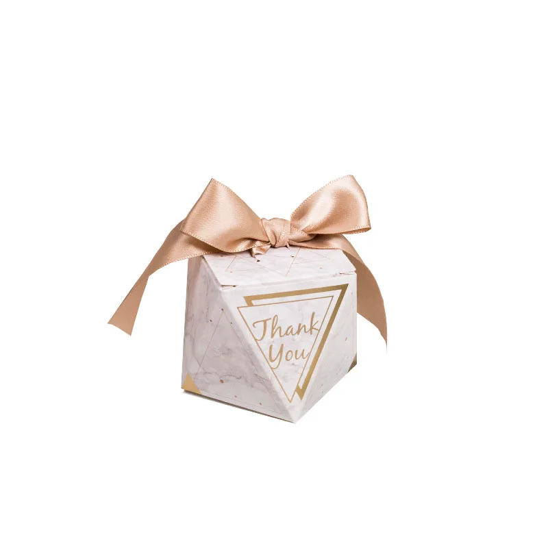 20/50pcs Marble Candy Boxes Wedding Favors Thank You with Ribbon Birthday Party Gift Box