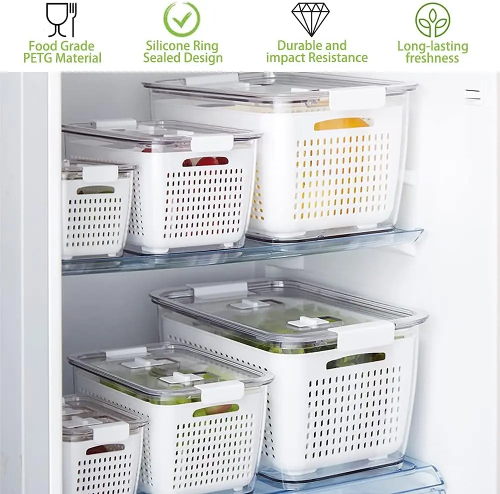 6 Pieces Fruit Storage Containers for Fridge Produce Saver