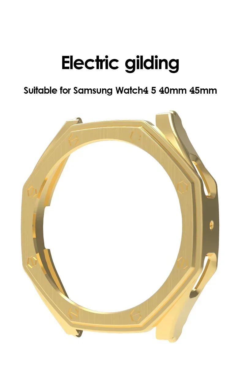 PC 전기 도금 와이어 드로잉 쉘, 삼성 갤럭시 워치 4, 5, 40mm, 44mm 케이스 액세서리, 스크린 보호대 보호 커버
