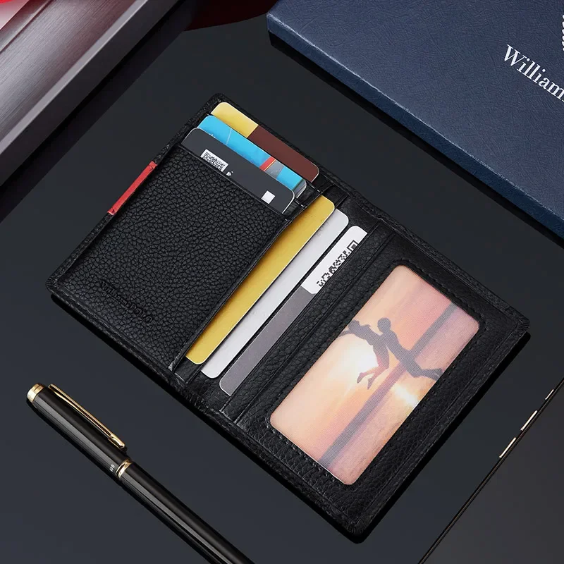 Brand Men Wallets Genuine Leather Slim Bifold Credit Card Holder Male Pocket Purse Male Clutch Mini Wallet Money