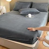 Velvet Fabric Fitted Sheet Soft Comfortable Elastic Bedspread Mattress Cover Bed Protector Winter Warm Flannel Fitsheet 3