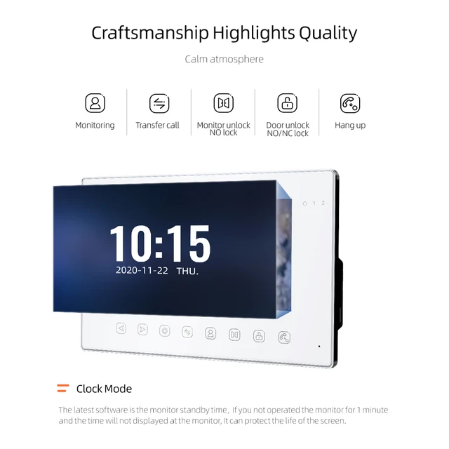 Jeatone 1080P 7Inch Monitor Screen Tuya WiFi Fingerprint Video Intercom Home Door Phone Camera with ID Cards Unlock 3