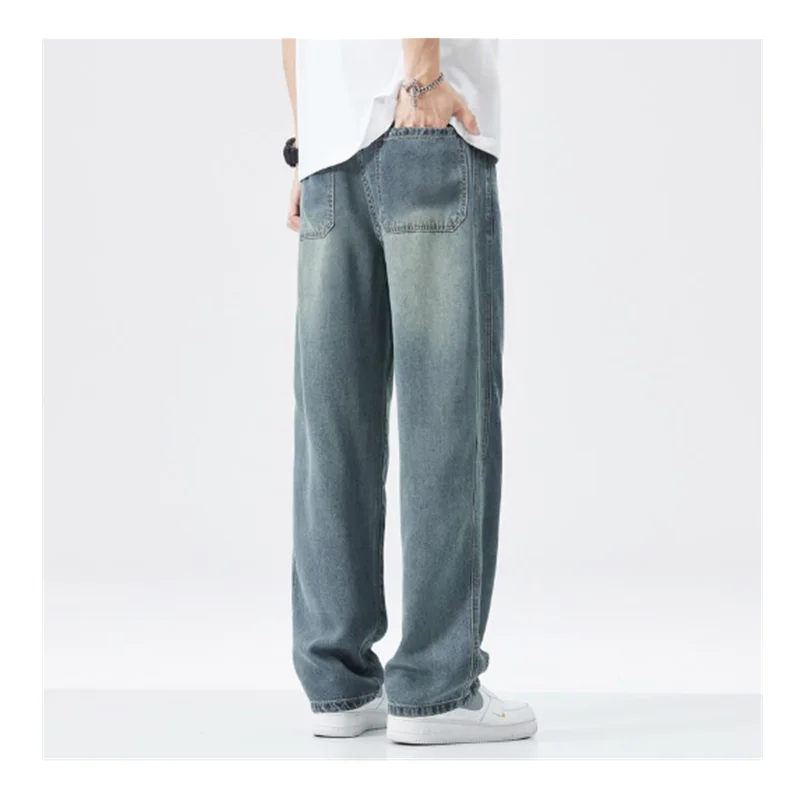 Tian Si Jeans Men's Summer American Retro Loose Plus Size Straight Tube High Street Fashion Versatile Casual Pants 28-40 L0010