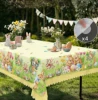 1 Easter Round Tablecloth, 5 Sizes Available, Tulip Easter Bunny Egg Garden Printed Square Tablecloth, Edge Embossing Process, Spring Garden Tablecloth Decoration, Tablecloth for Daily Home Kitchen, Terrace Use, Easter Decoration 3