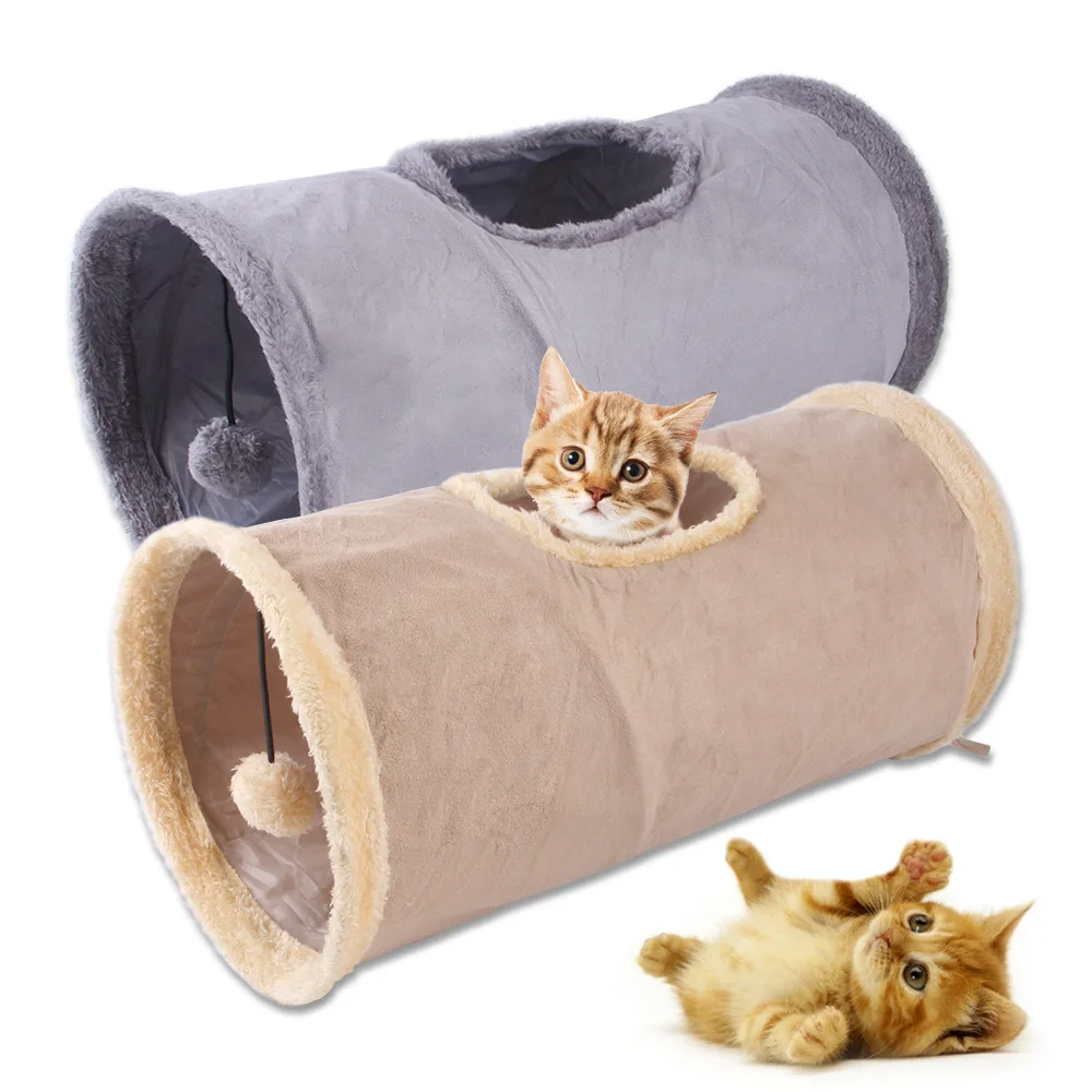 

Collapsible Cat Tunnel Tube Play Tent Cat Toy Indoor Puppy Plush Ball for Exercising Hiding Training Pet Interactive Supplies