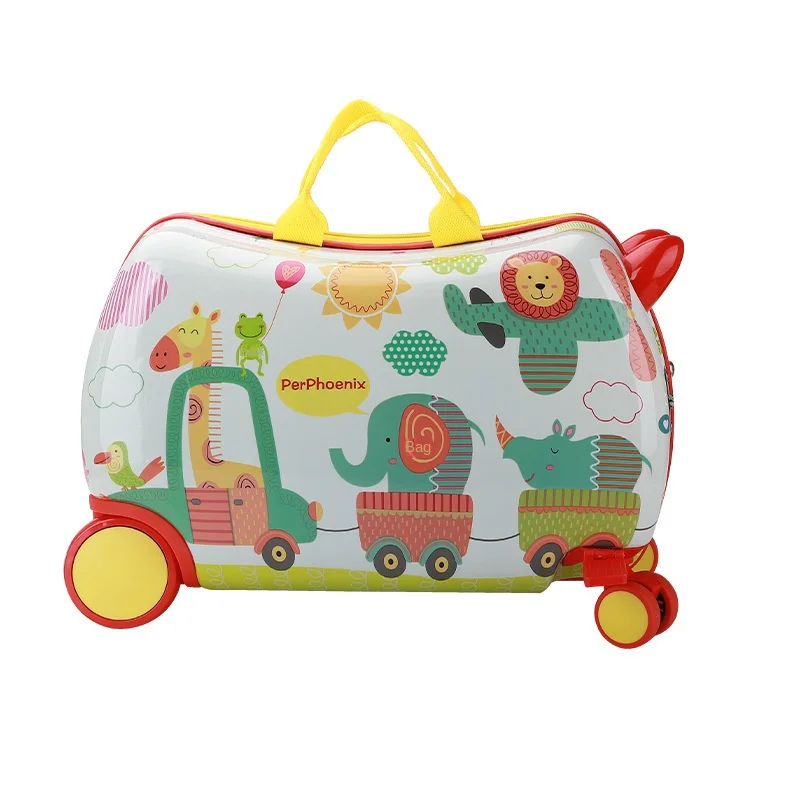 Multifunctional Sitting and Children's Cycling Cartoon Luggage Universal Wheel Suitcase Gift Baby Riding Box