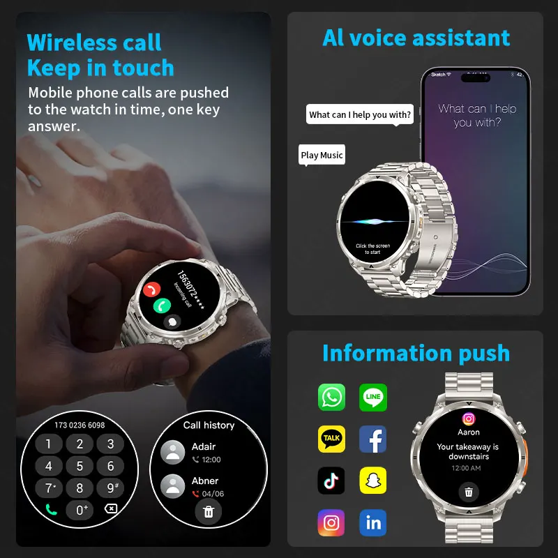 LIGE Outdoors GPS Tracker Smart Watch Men 720mAh Battery 1.7" HD BT Call IP68 Flashlight Compass Man 100+ Sports Smartwatch 2026