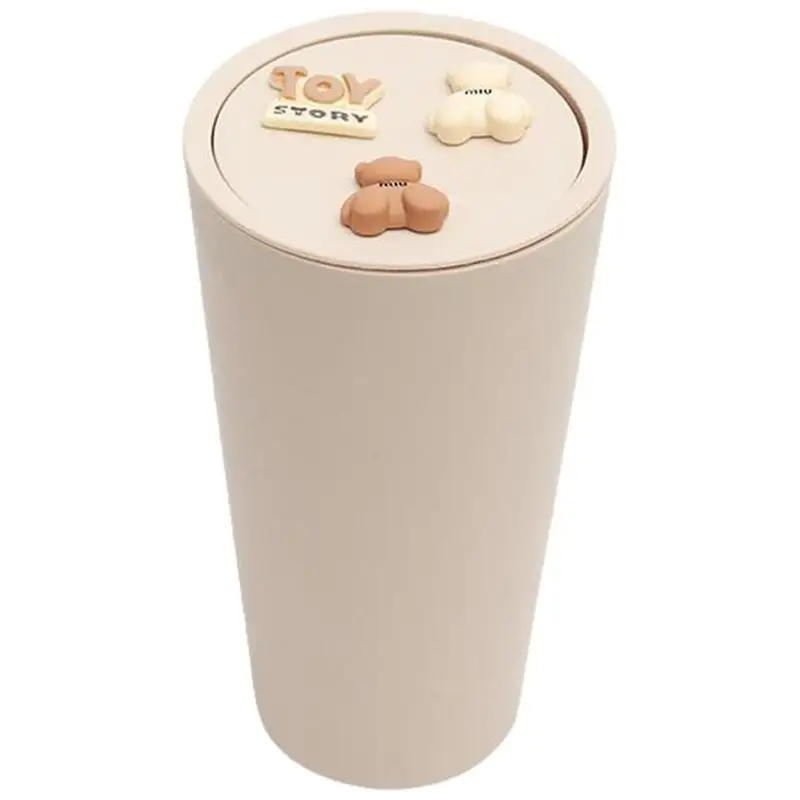 Mini Car Trash Can Cute Cartoon Bin With Lid Portable Car Trash Can Boot Storage Bag Mini Accessories For Bathroom