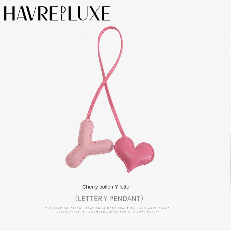 HAVREDELUXE Longchamp 가방 펜던트, 매력 양가죽 편지 러브 펜던트, 자동차 고급 키체인 액세서리