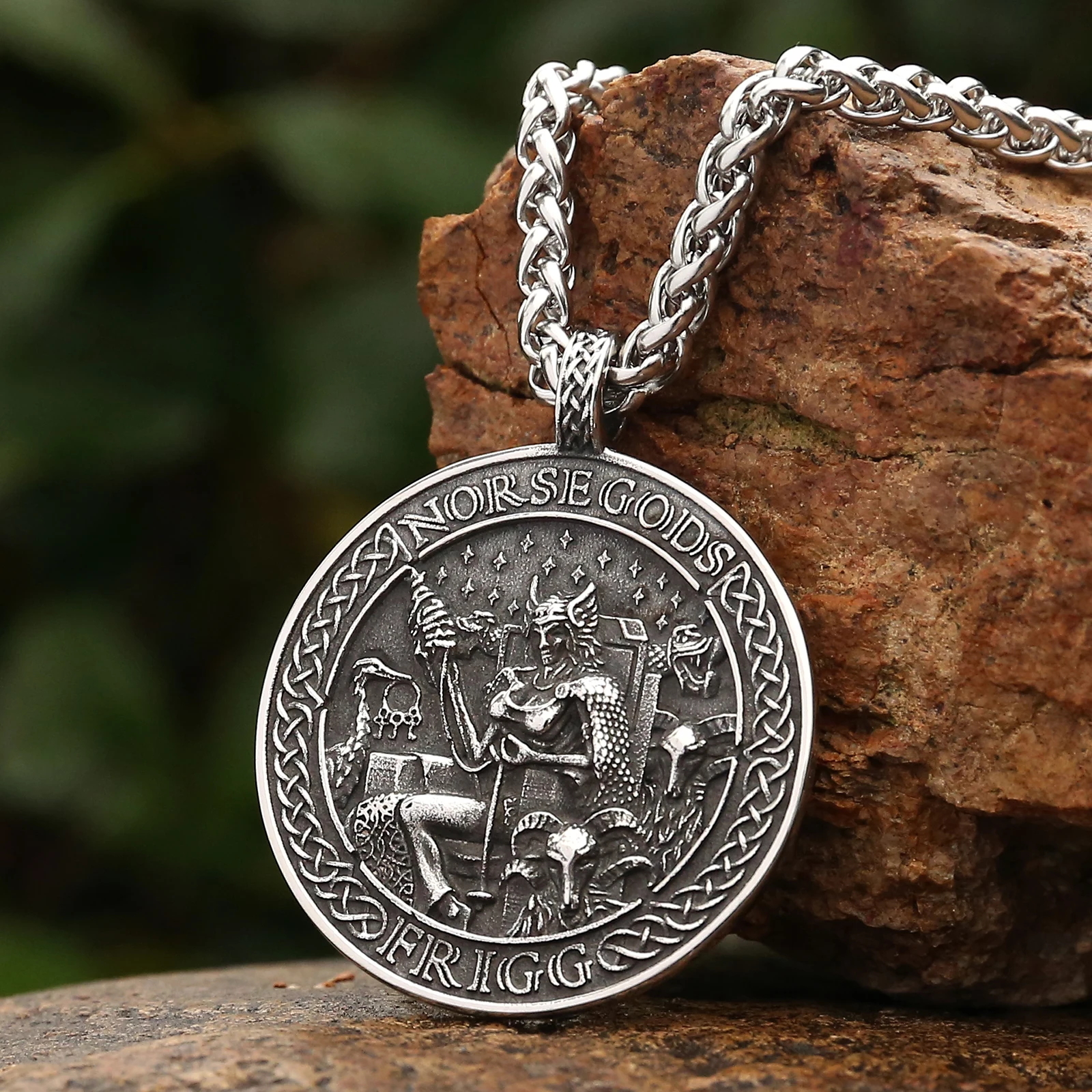 Viking Jewelry Stainless Steel Norse Mythology Frigg Pendant Necklace