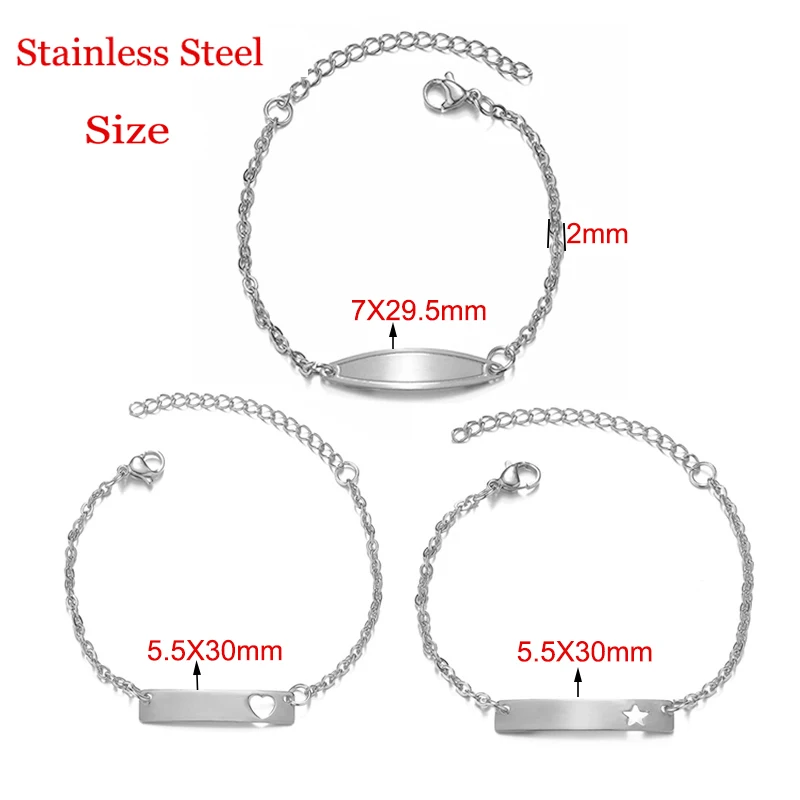 Engraved Stainless Steel Baby Bar Bracelet Anklet Custom Name ID Bracelets for Children Kid Personalized Gift Dropshipping 4