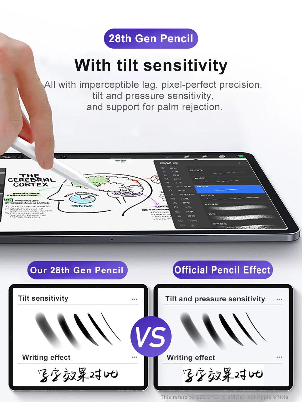 Apple Pencil Canetas Ipad com Carregamento sem Fio Rejeição de Palma Inclinação Air Pro 11 12.9 Mini Apple Stylus Pen - Imagem 2