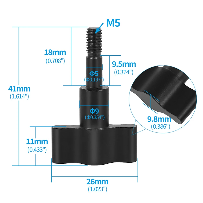 Aluminium m5 Rändel schraube t Kopf Hand festziehen Klemm knopf manueller Griff für Gopro 12 Dji Action 3 Kamera m5 * 18 feste Halterung – Detail 10