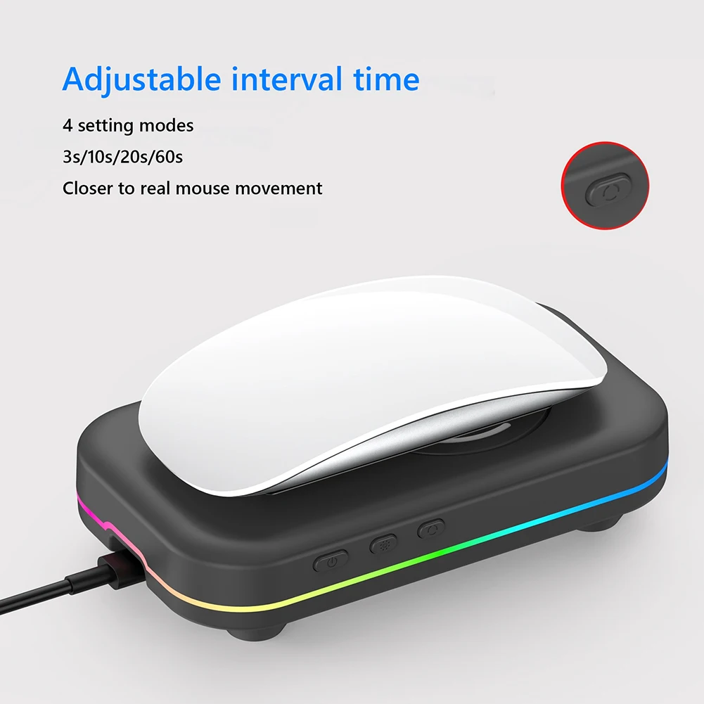 Undetectable Automatic Mouse Wiggler RGB Lights Mouse Moving Device Type-C Port No Software Required/Driver-Free Keeps PC Active