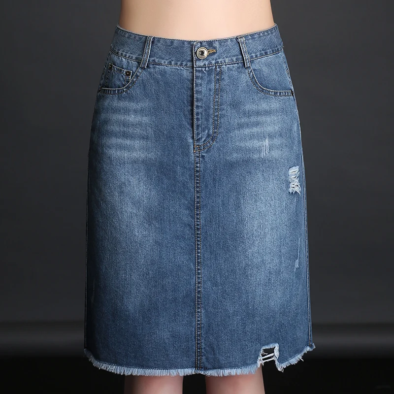 Women Denim Skirt 2022 Spring Summer High Waist Slim Casual Elegant
