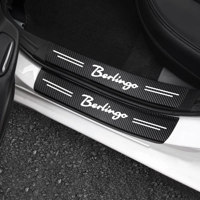 Anti-scratch Car Trunk Door Sill Plate Protector Carbon Fiber Decor Decal Threshold Citroen Berlingo Auto Accessories Car Door Sill Pedal