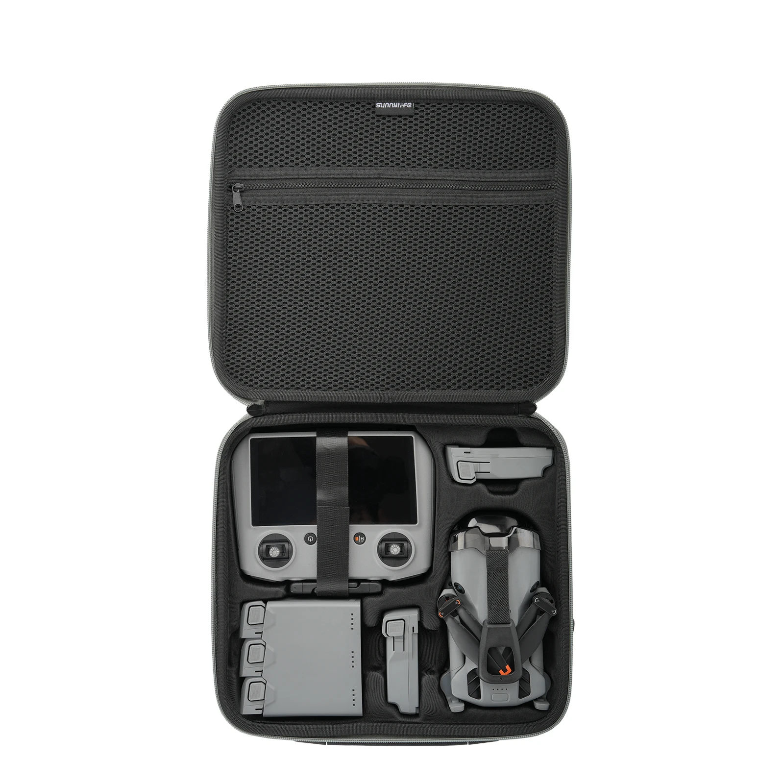 Sac de transport pour drone DJI Lito 1/X1 Mini 5 Pro, couleur bleue, ouvert montrant l'intérieur rembourré