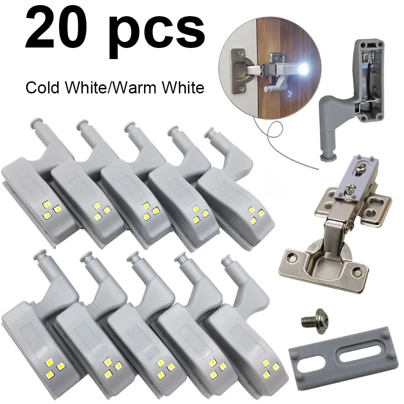 20pcs universal LED inner hinge light cabinet sensor light wardrobe cabinet sensor bedroom kitchen closet night