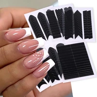 French Strip Line Nail Art Form Fringe Tip Guides Wavy Oblique Spray Template Stickers Creative Stencil DIY Manicure Tools Decor 1