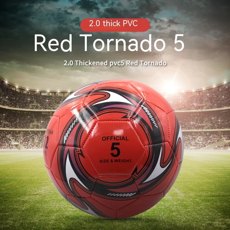 High quality bright-faced PVC Red Tornado Soccer Ball No. 5 Soccer machine Sewing Children adult training game soccer