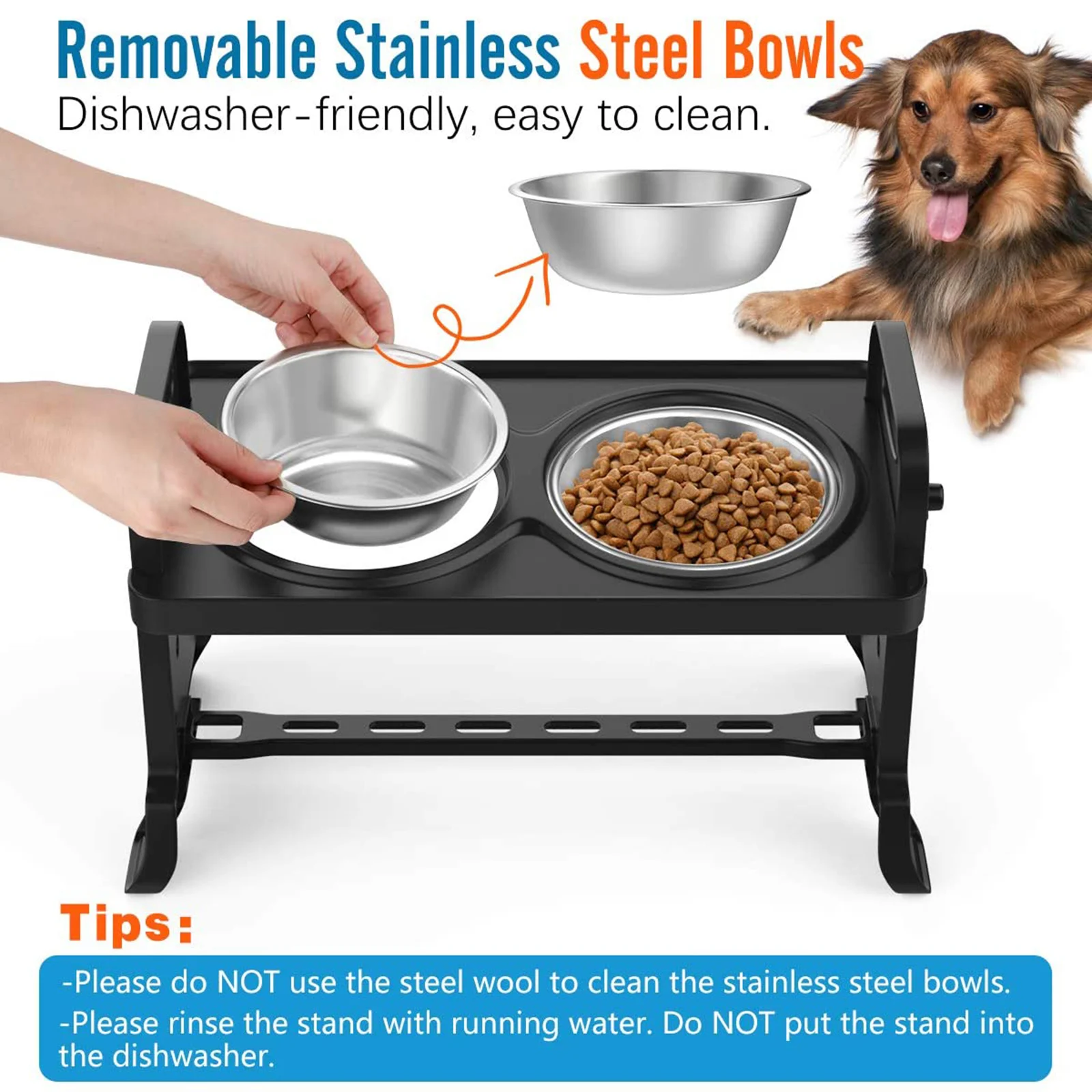 Elevated Dogs Bowls Adjustable Heights Raised Dog Food Water Bowl With Slow  Feeder Bowl Standing Cat Bowl For Medium Large Dogs - AliExpress