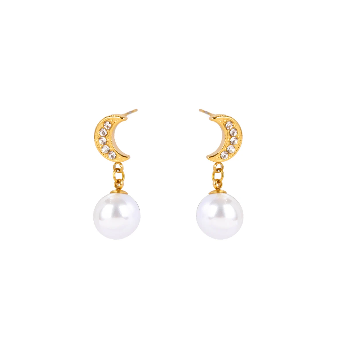 Imitation Pearl Geometric Earrngs For Women Gold Stainless Steel