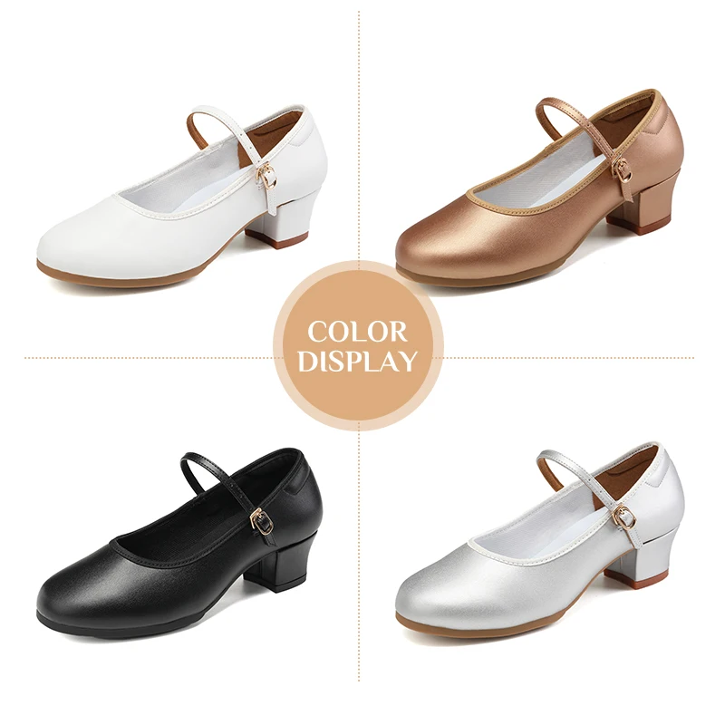 SWDZM Women Modern Dance Shoes Soft Bottom Tango Dancing Shoes Ballroom Latin Dance Shoes For Women 4CM Middle Heeled 2