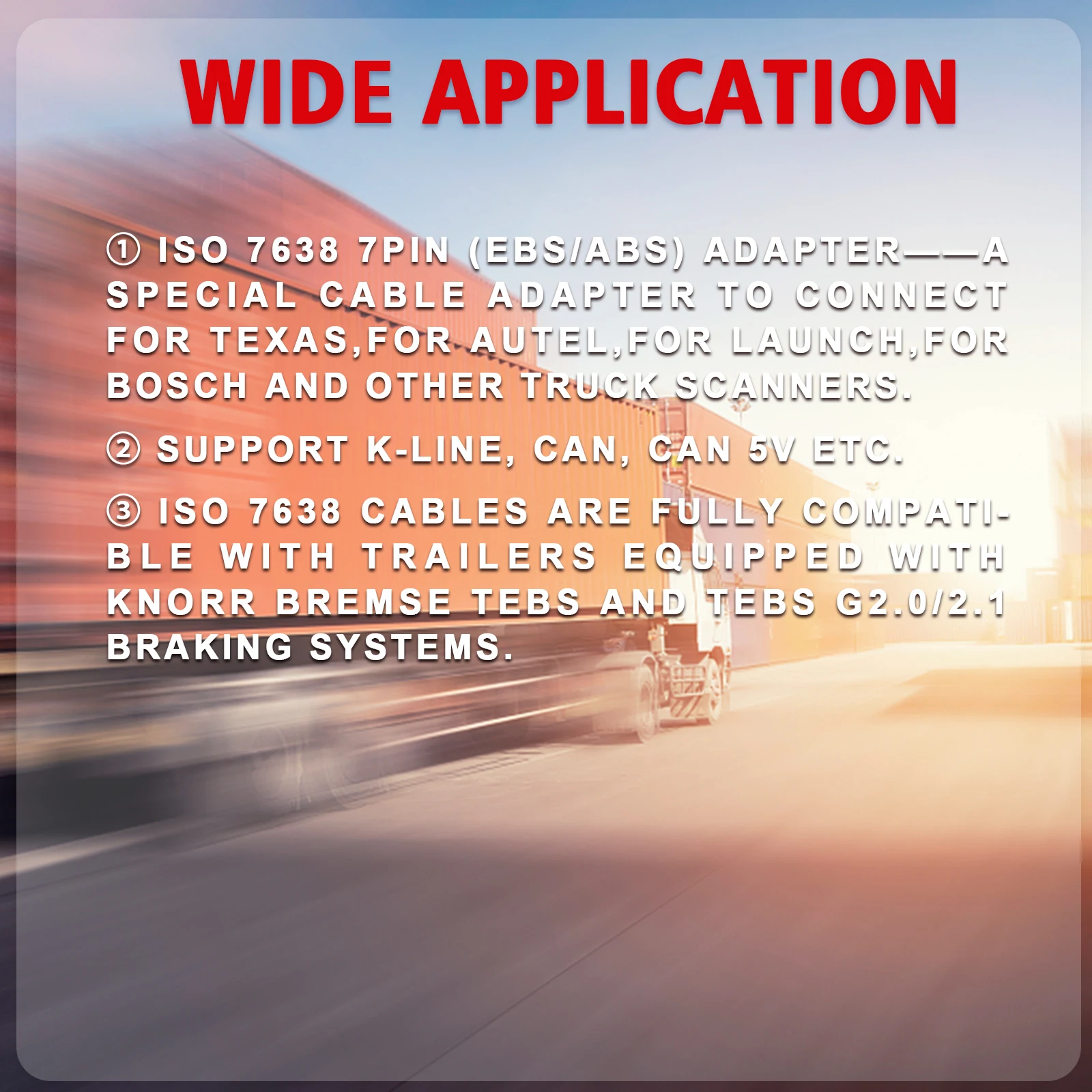Truck EBS ISO 7638 OBD2 Trailer Diagnostic Adapter Cable for Bosch ,for Autel, for Autocom and Many Other Truck Vehicles 2