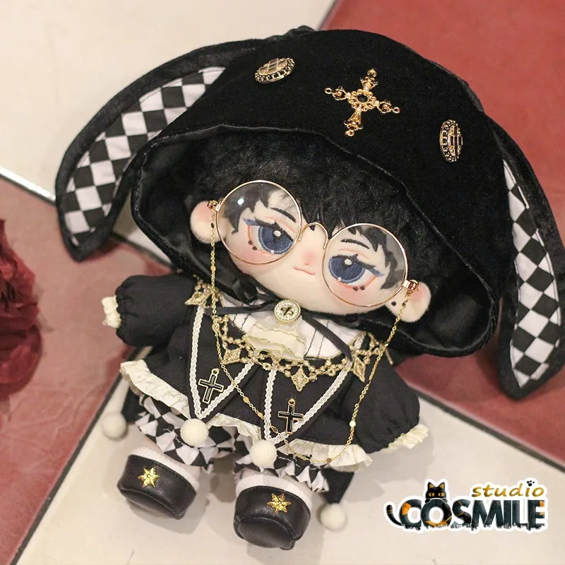 No Attachments Idol Gothic Punk Edward Black Rabbit Fairy Tale Suit Costume Farcito 20Cm Peluche Dol Accessori Vestiti Della Bambola Kl