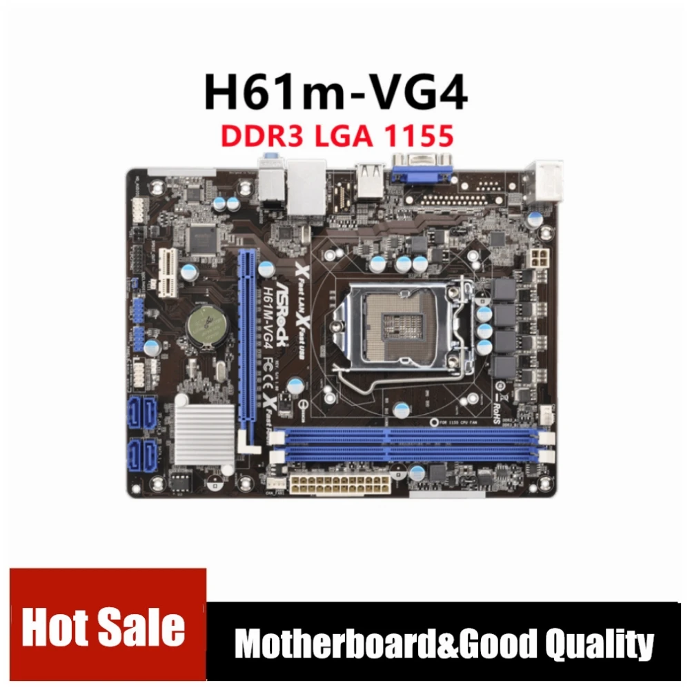 Desktop Motherboard Asrock H61m-VG4 Micro ATX DDR3 16GB LGA 1155 Mainboard