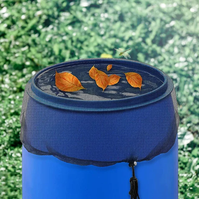 95 Cm-Es Esővízgyűjtő Nettó Burkolat Poliészter Kerti Esőhordó Háló Képernyő Állítható Húzózsinó Rovat Elleni Kültéri Kerthez - Image 2