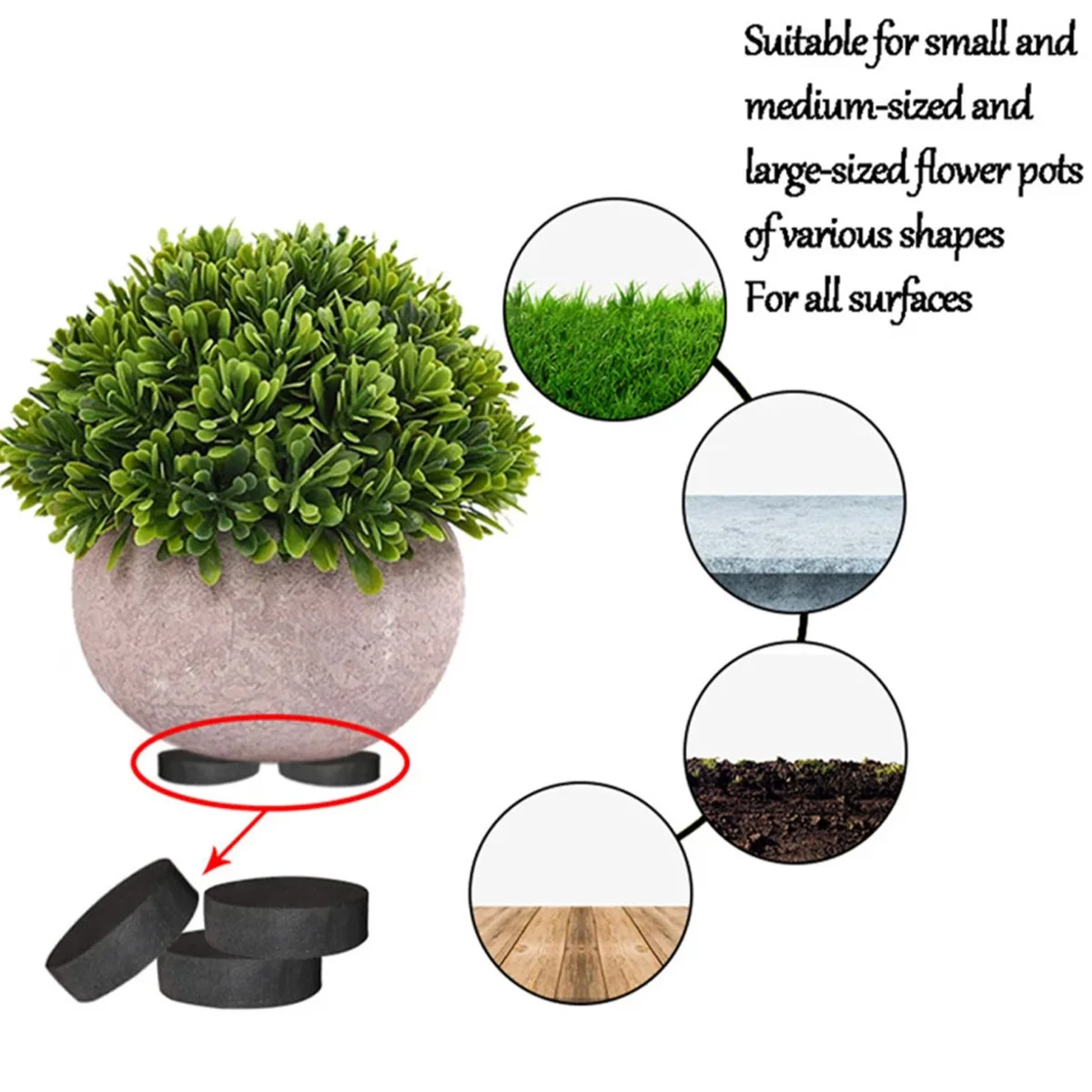 40/160Pcs Flower Pot Feet Round EVA Invisible Flower Pot Risers Kit Self-adhesive Non-slip Pot Lifters Garden Supplies Accessory