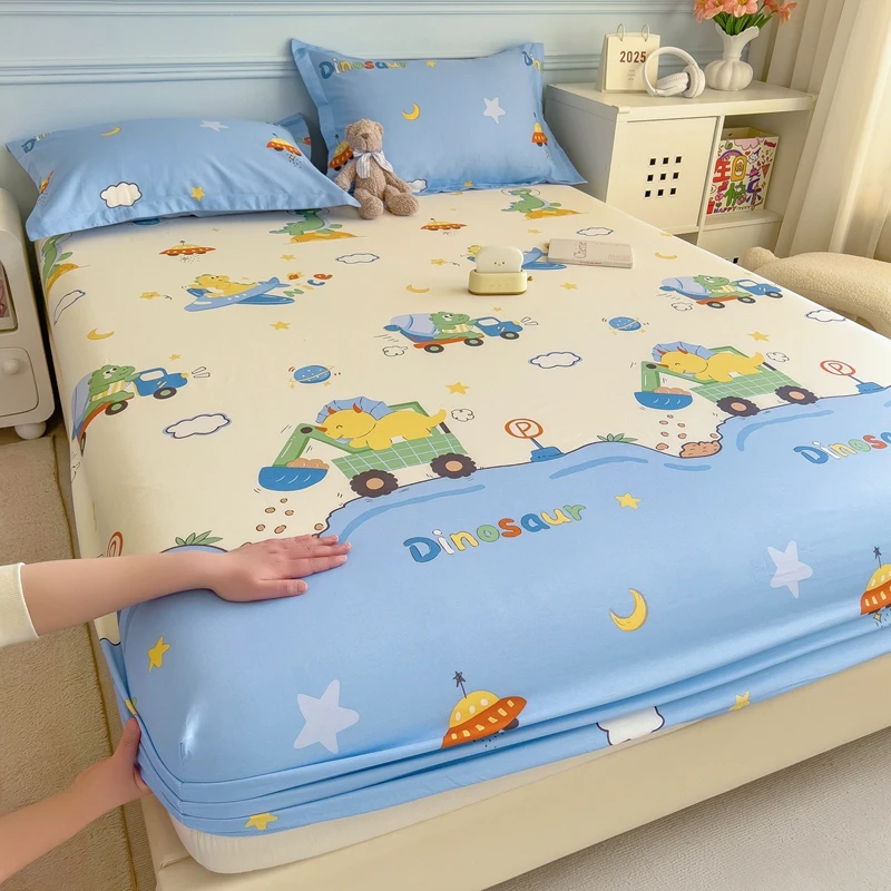Skin-friendly Bed Cover 100% Cotton Bed Linen Elastic Fitted Sheet Boys Room Bedsheet постельное белье (Pillowcase Need Order) 4