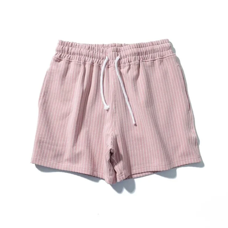 Heavywood Men's Casual Shorts Cotton Stripes Pants Outdoor Jogging Sweatpants Knitting Breathable Male Running Sweat Shorts