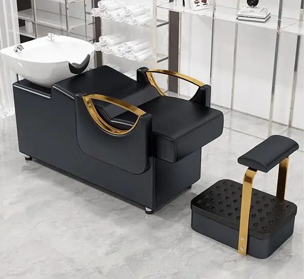 Hairdresser special shampoo bed high-grade semi lying punch bed light luxury net red hair washing machine