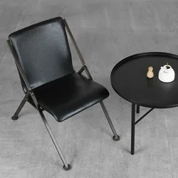 Sillas de comedor de hierro forjado nórdico, muebles minimalistas y modernos para el hogar, silla trasera creativa de cuero para cafetería y Conferencia
