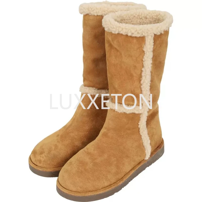 

Women Suede Leather Warm Snow Boots 2022 Winter New Causal Plush Fluffy Anti-cold Zipper Boots Plus Size 42 Women Platform Shoes