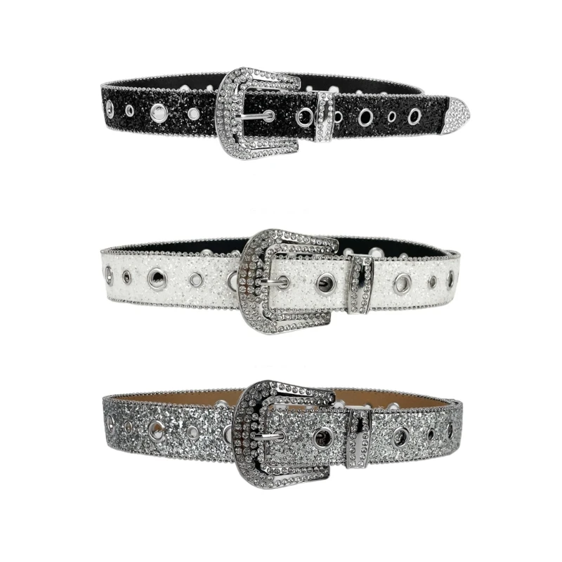 

Glittered Belt Jeans Waistband Punk Studded Belt Modern Waistband for Street Player Club Party Wear