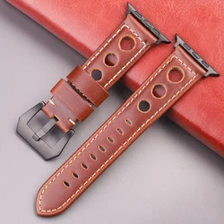 Premium Genuine Leather Watch Band - Elegant Strap - 38mm 40mm 41mm (Dark Brown Black)