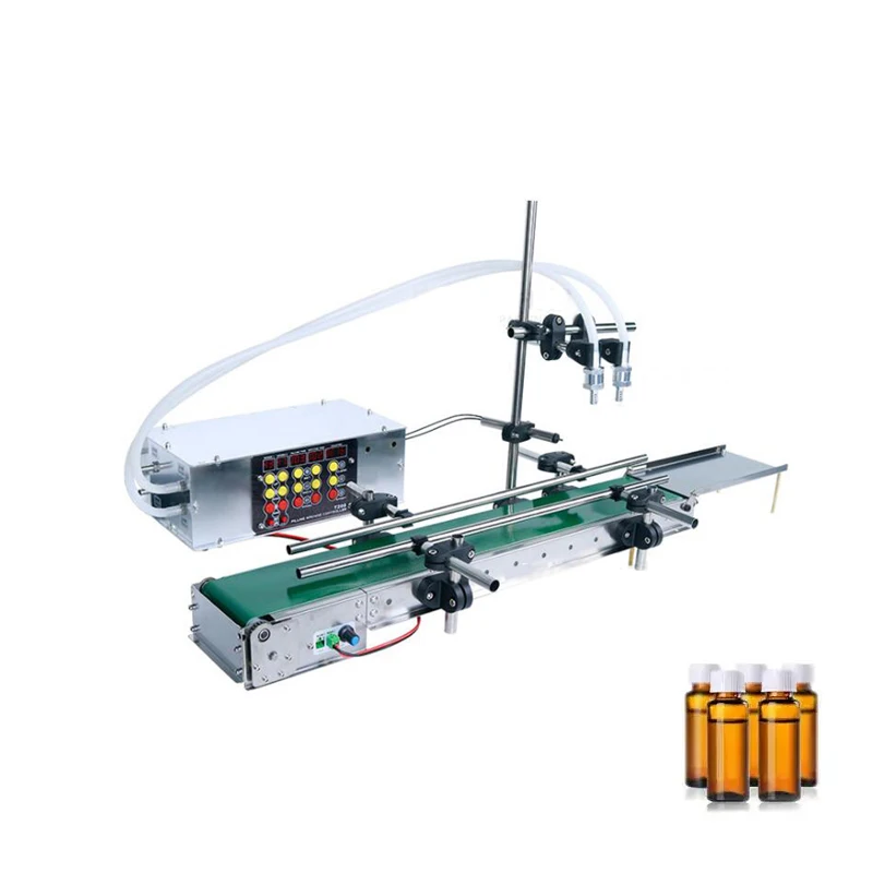 

30ml 50ml 100ml Magnetic Pump Filling Machine With Conveyor Bottling Double Head Small Liquid White Filling Machine