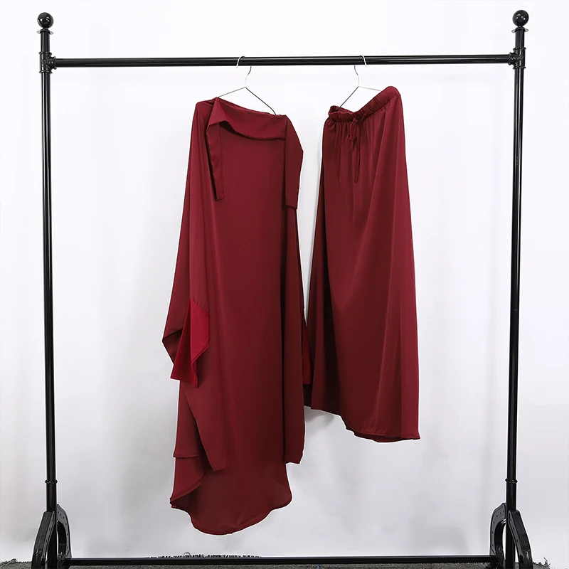 Women Hooded Muslim Hijab Dress Eid Prayer Garment Jilbab Abaya Long Khimar Full Cover Ramadan Gown Abayas Islamic Dress Set
