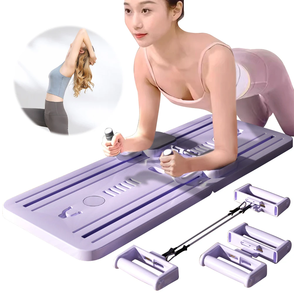 Abdominal Exercise Board Fitness Board with Mat & Counter Push Up Automatic Rebound Pilates Reformer Set Fitness Equipment