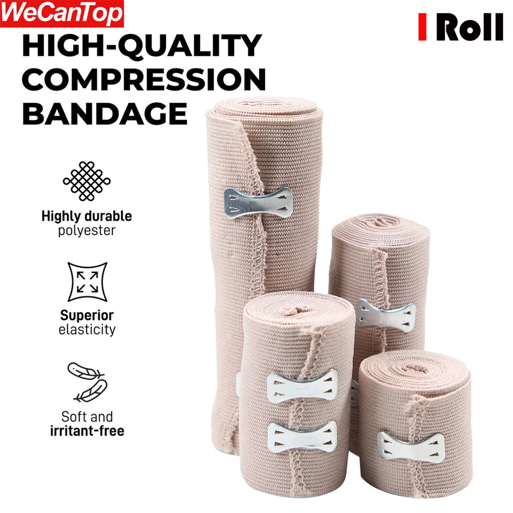 

1Roll Elastic Bandage Wrap Compression Bandage with Clips,Athletic Sport Support Tape Rolls for Sports,Sprains,Wrist,Ankle Foot